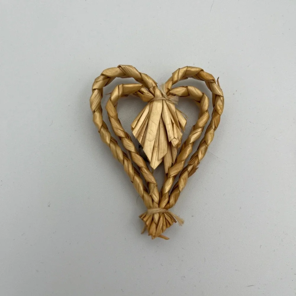 House of Lloyd Christmas Around‎ the World Straw Ornaments Set 3 Bow Star Heart